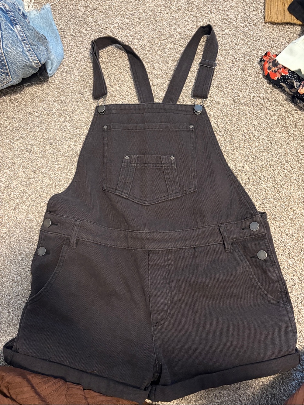 Billabong Black Short Denim Overalls
